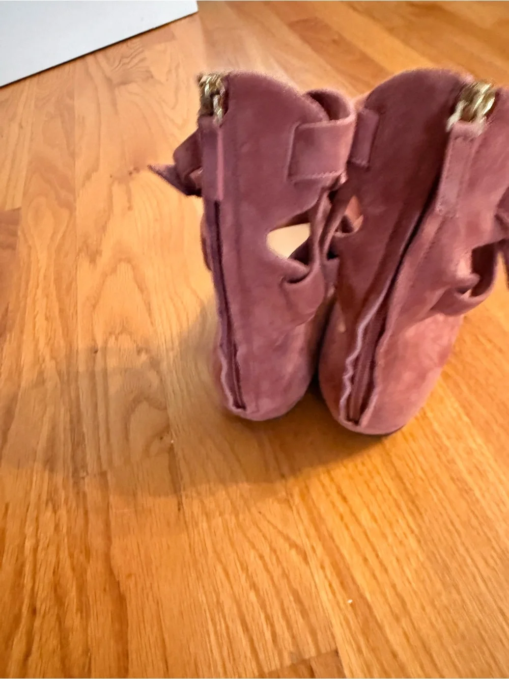 Valentino Pink Suede Ankle-Tie Pumps